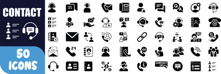 Fifty contact us icons customer service support