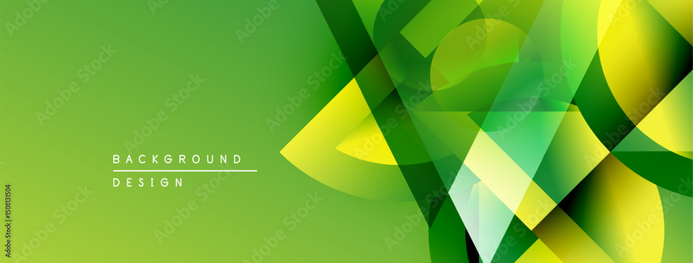 Leinwandbilder Abstract green background. Geometric shapes overlap creating dynamic visual effect. Modern design suitable for presentations, banners.