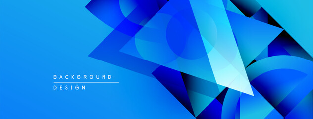 Obraz premium Abstract blue design features geometric shapes, gradients, dynamic composition. Modern background suitable for digital projects.