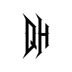 QH monogram logo design letter text name symbol monochrome logotype alphabet character simple logo
