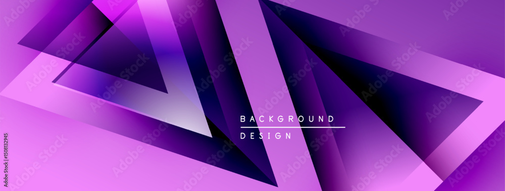 Leinwandbilder Abstract purple design features overlapping geometric shapes. Gradient colors create dynamic visual effect. Modern background texture.