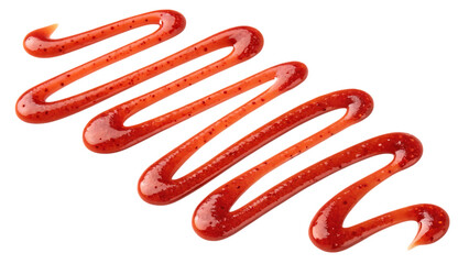Red chili sauce drizzle isolated on transparent background