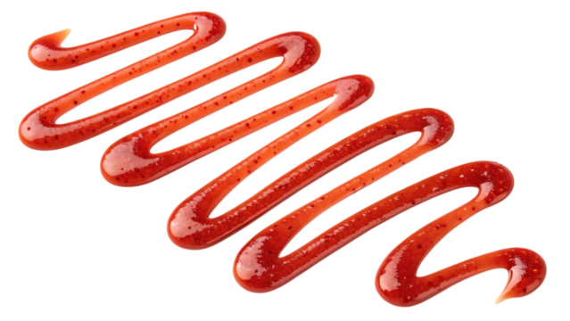 Red chili sauce drizzle isolated on transparent background