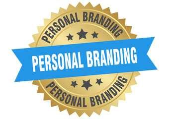 personal branding. personal branding round blue and gold label isolated on transparent background