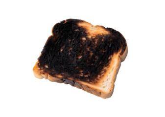 Burnt toast slice isolated on transparent background
