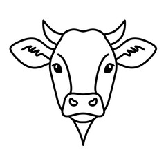 Minimalist Cow Head Outline Illustration
