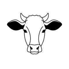 Fototapeta premium Cow Head Outline - Minimalist Farm Animal Illustration