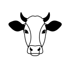 Minimalist Cow Head Illustration - Farm Animal Icon