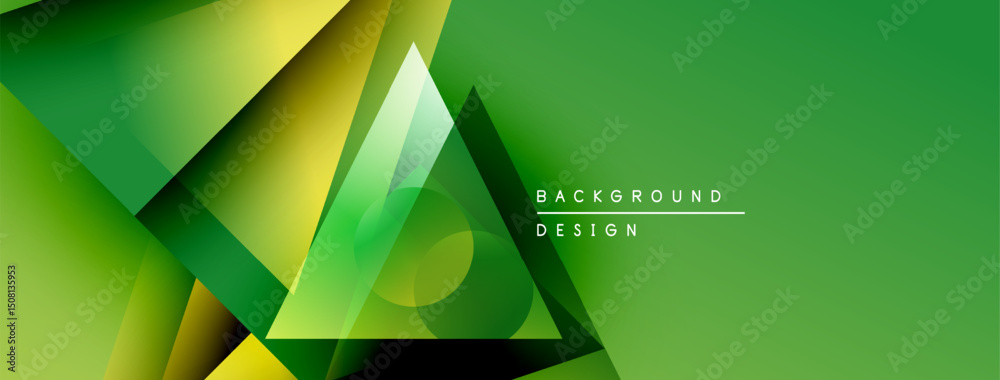Aufkleber Abstract geometric shapes overlap, creating vibrant green, yellow gradients. Modern design elements suggest dynamic energy, clean aesthetic.