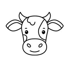 Cute Cow Head Outline - Farm Animal Icon
