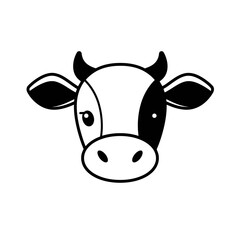 Cute Cow Head Cartoon Illustration, Farm Animal Design
