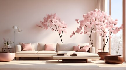 Sunlit minimalist living room with cherrs.generative.ai
