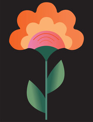 Flat vector a colorful spring flowers in various shapes. flower and bean with dew drops, Flat vector doodle flowers.
