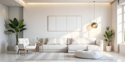 modern living room a interior design with white room a generative ai. 