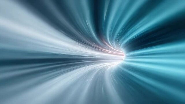 A sci-fi hyperdrive tunnel with high-speed glowing lines rushing toward the viewer. Light effects representing fast and advanced technology. A sense of futurism.