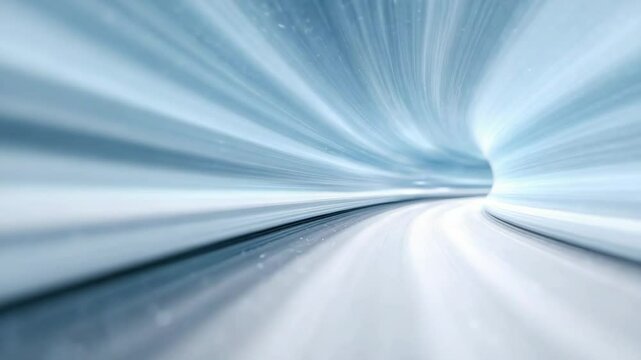 A sci-fi hyperdrive tunnel with high-speed glowing lines rushing toward the viewer. Light effects representing fast and advanced technology. A sense of futurism.
