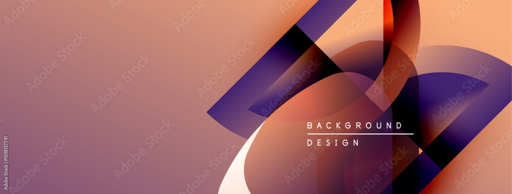 Poster Abstract gradient shapes overlap, creating dynamic visual effect. Warm tones dominate design, with text elements present.