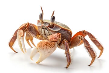 Isolated Sally Lightfoot Crab on White Background Close Up View of a Crustacean with White Claws and Orange Legs Detailed Macro Shot