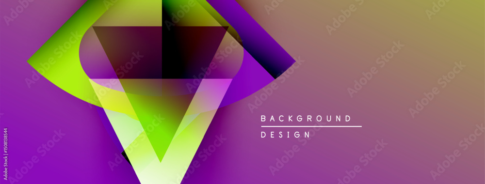 Aufkleber abstract geometric shapes, vibrant colors blend. gradient background creates modern visual effect. d
