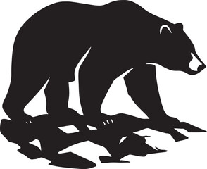 Walking bear silhouette bold black design, Powerful bear silhouette in motion