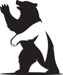 Black and white bear silhouette strong profile, Hunting bear silhouette wild animal