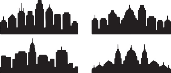 Obraz premium city skyline, urban silhouette, cityscape icon, skyscraper shadow, skyline outline, buildings silhouette, metro view, silhouette town, modern city, downtown icon, highrise outline,