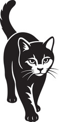 Walking black cat silhouette stylish pose, Elegant feline walking pet design
