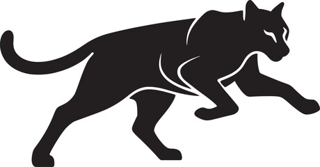 Obraz premium Black panther silhouette hunting pose, Powerful predator in stalking stance