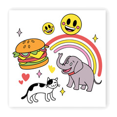 Emoji and Expression Doodle Set 