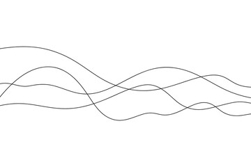 Intersecting thin abstract wavy curved lines on a white background, black and white vector illustration. Graphic minimalistic modern background for banners, decorations, labels, decor, branding
