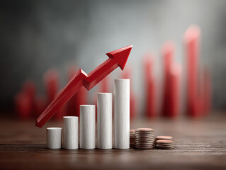 Uptrend Graph: Illustrating growth and progress with a striking upward-pointing arrow, the image conveys concepts of advancement, success, and increasing trends.