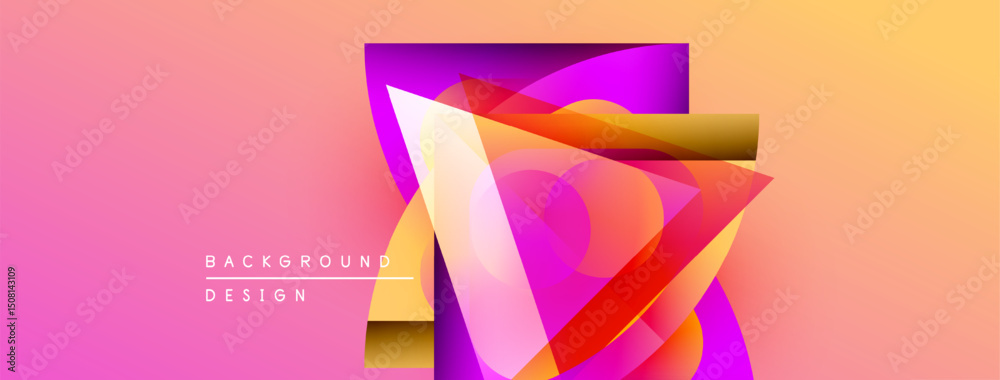 Poster abstract geometric design. vibrant pink, orange hues create dynamic visual effect. modern background