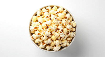 Bowl of Popcorn Isolated on White Background