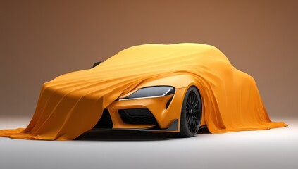 Orange car shrouded in orange cloth