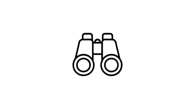 Binoculars Outline Icon Animation, Vector Binoculars Outline Animation with Alpha Channel, Binoculars Motion Graphic Icon