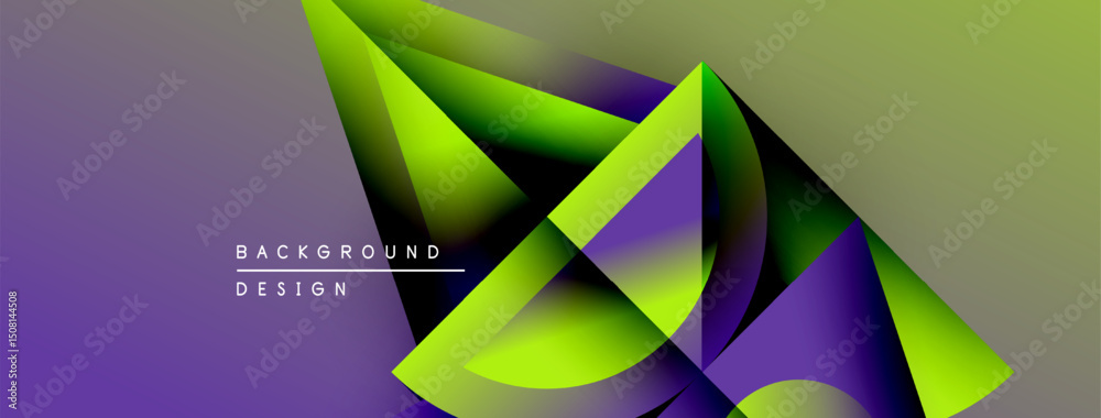 Aufkleber abstract geometric shapes blend purple, green hues. dynamic composition creates modern background de