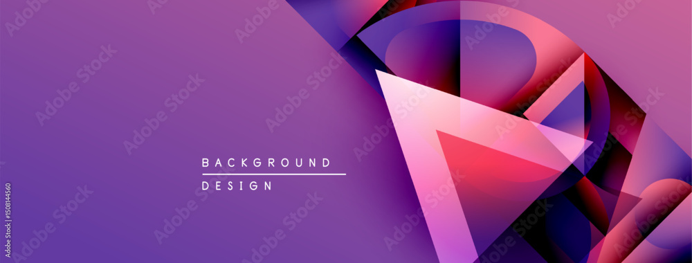 Poster abstract purple design features layered geometric shapes. modern background with text elements, dyna