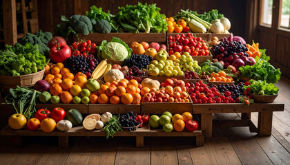Abundant Harvest A Vibrant Display of Fresh Fruits and Vegetables
