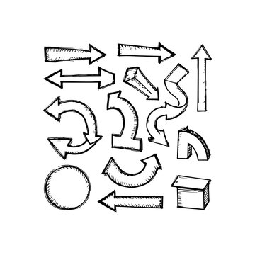 Hand-Drawn Arrows, Geometric Shapes, and Flowchart Elements Sketchy Vector Illustrations