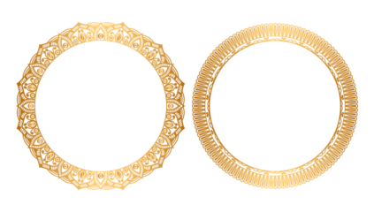 Native American vector round gold pattern. Geometric shapes in a circle