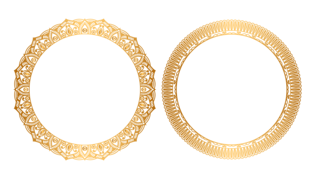 Native American vector round gold pattern. Geometric shapes in a circle - Powered by Adobe