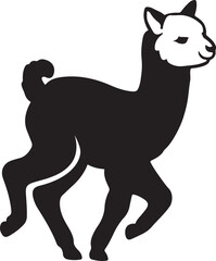 Cute alpaca in profile silhouette art, Fluffy animal side view minimal design