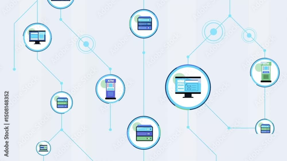 Wall mural global network of digital devices interconnected via cloud