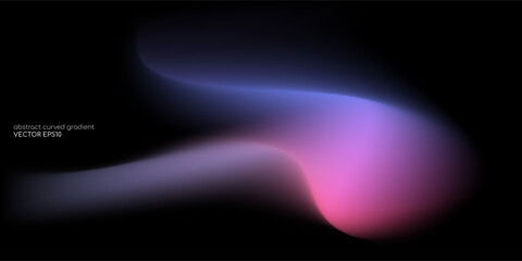 Vector abstract blurred gradient background smooth curve shape with colorful light  purple blue on black background