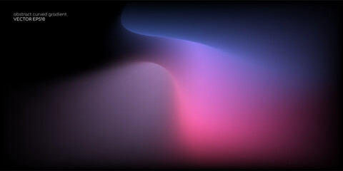 Obraz premium Vector abstract blurred gradient background smooth curve shape with colorful light purple blue on black background