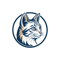 cat silhouette happy pets logo with some color variations, simple monochromatic animal logo for rescue, adoption, pet care or veterinary design