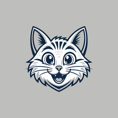 cat silhouette happy pets logo with some color variations, simple monochromatic animal logo for rescue, adoption, pet care or veterinary design