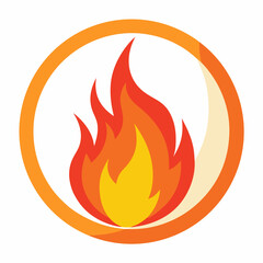 Flames round frame with circle icon on white background.