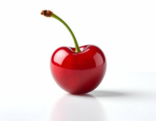Glistening Red Cherry A Vibrant, Juicy Fruit Isolated on White