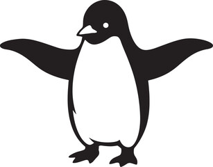 Cute penguin illustration black and white, Adorable penguin drawing in minimal style